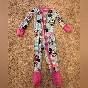 Disney Girls Pink Trim Teal Character Footie One-Piece